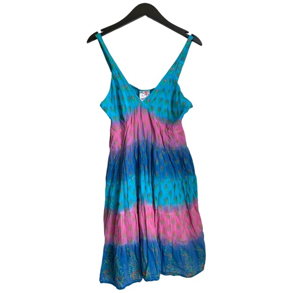 Vintage India Boutique Dress Free Size BOHO Summer Dress Smocked Back Cotton - Picture 1 of 6